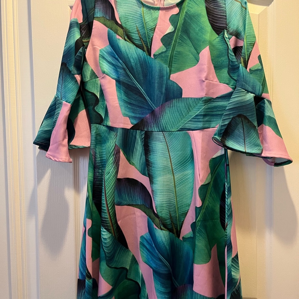 Palm leaf print dress